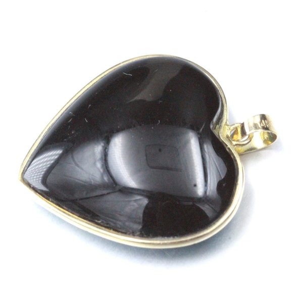 Massive 14k Gold Opal Triplet Onyx Heart Valentine Necklace - Picture 5 of 15